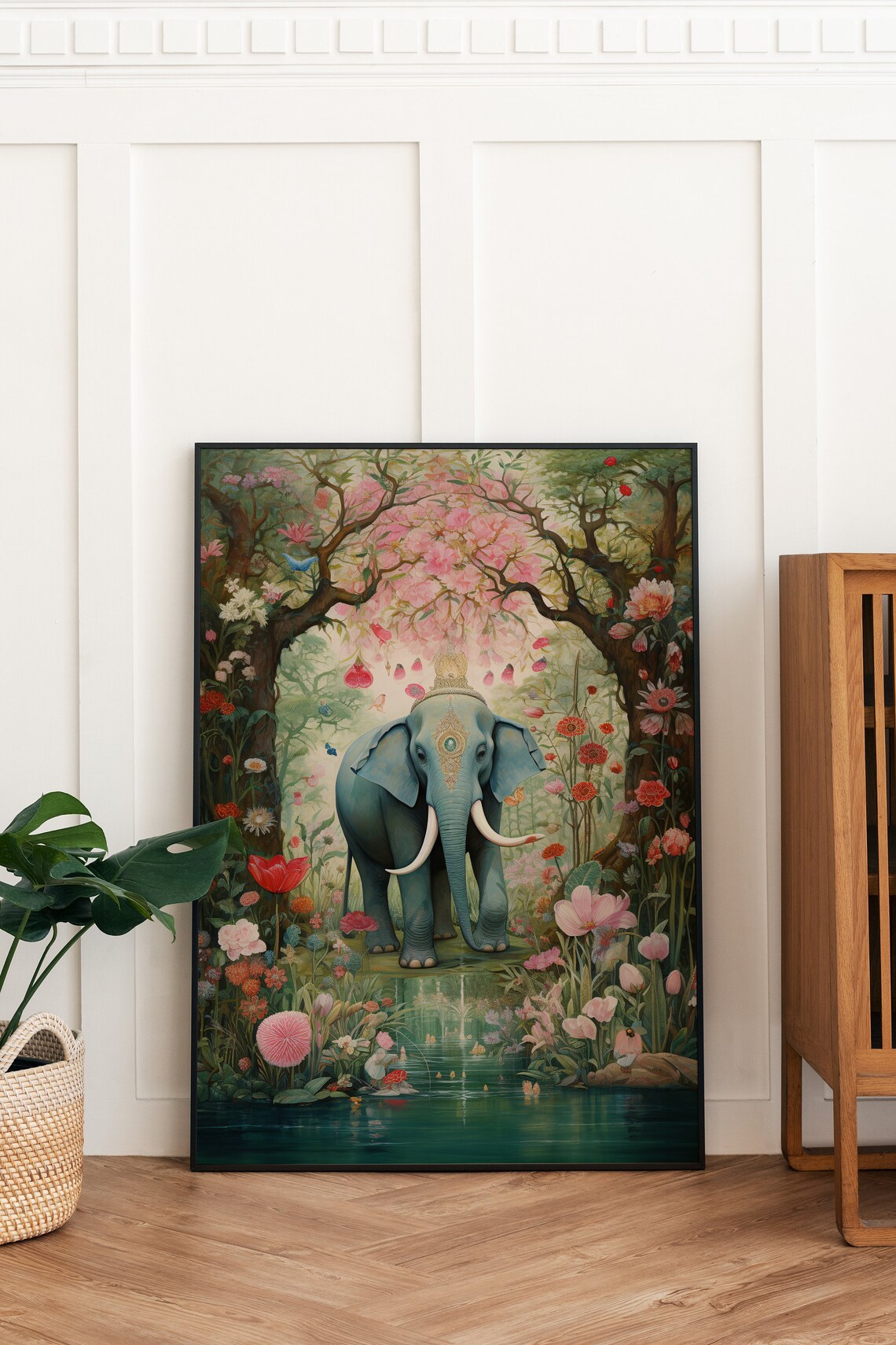 Indian Royal Palace Elephant Art Print, Whimsical - Image 3