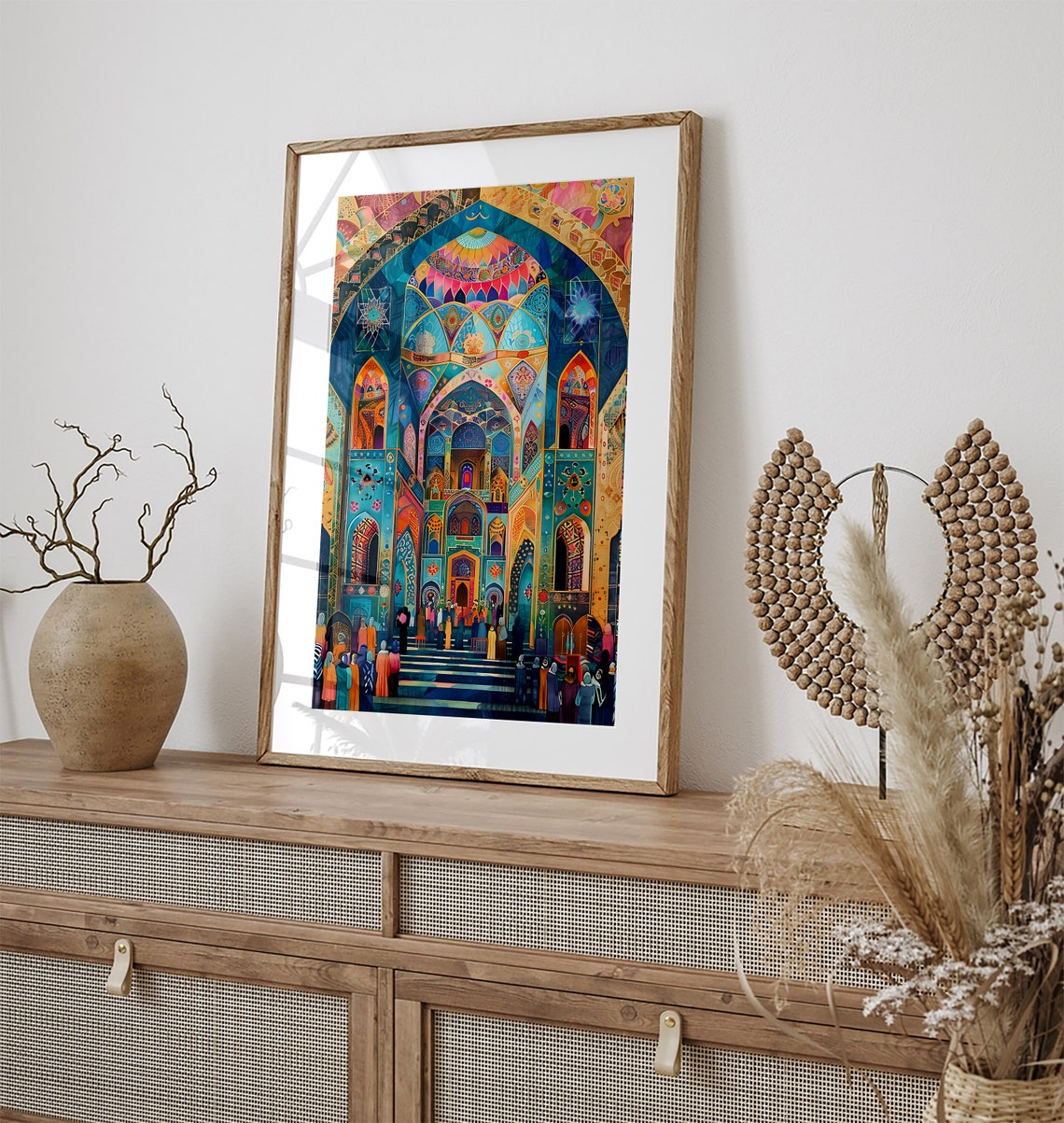 Colorful Persian Mosque Interior Mosaic Art Architecture Poster - Image 2