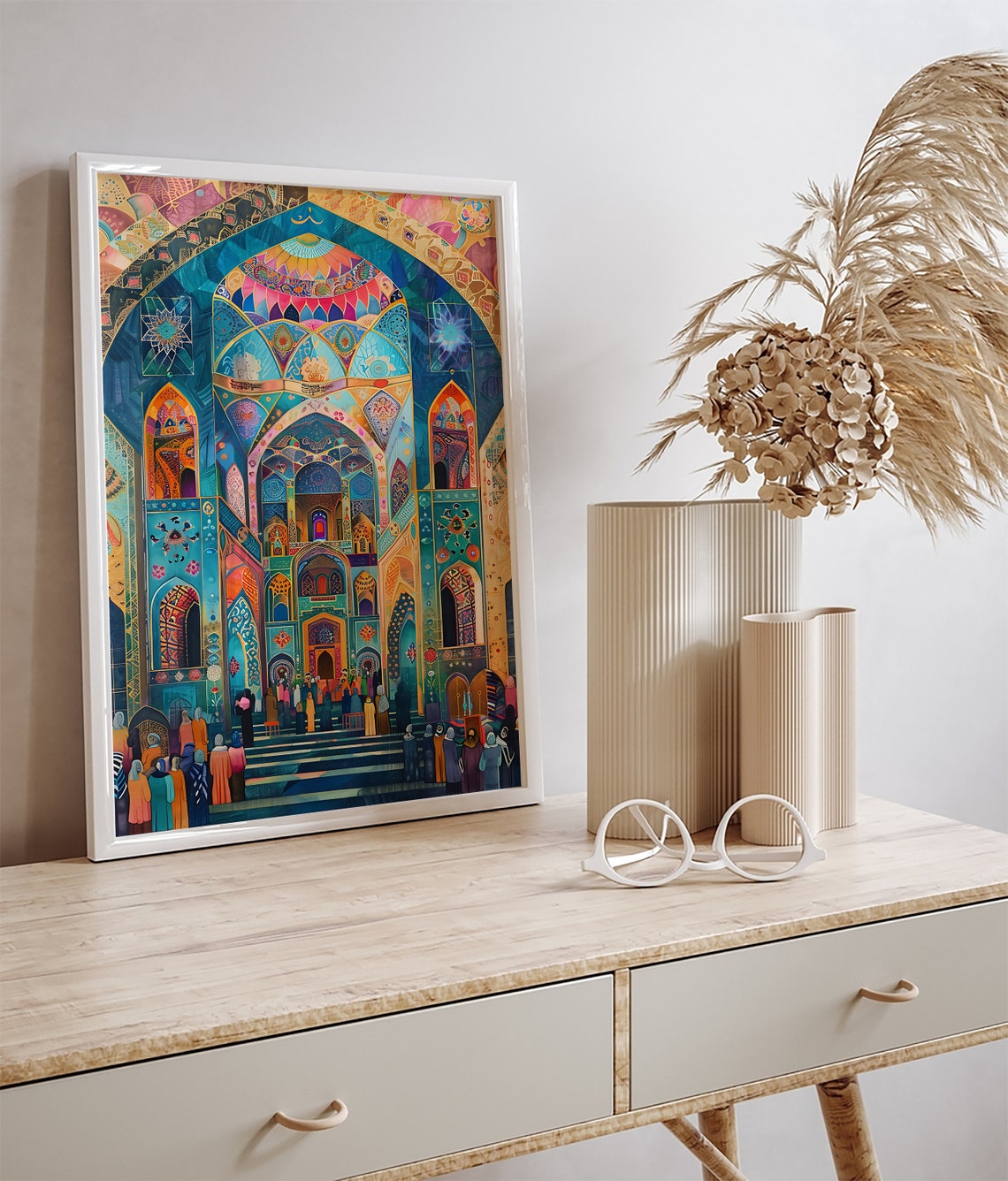 Colorful Persian Mosque Interior Mosaic Art Architecture Poster - Image 3