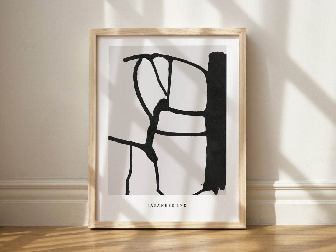 Japanese Ink Abstract Line Drawing Scandinavian Minimal Art Print