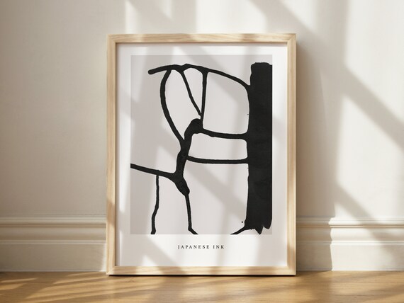 Japanese Ink Abstract Line Drawing Scandinavian Minimal Art Print