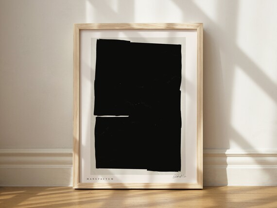 Black Ink Abstract Bold Rectangles Japandi Minimalist Art Print