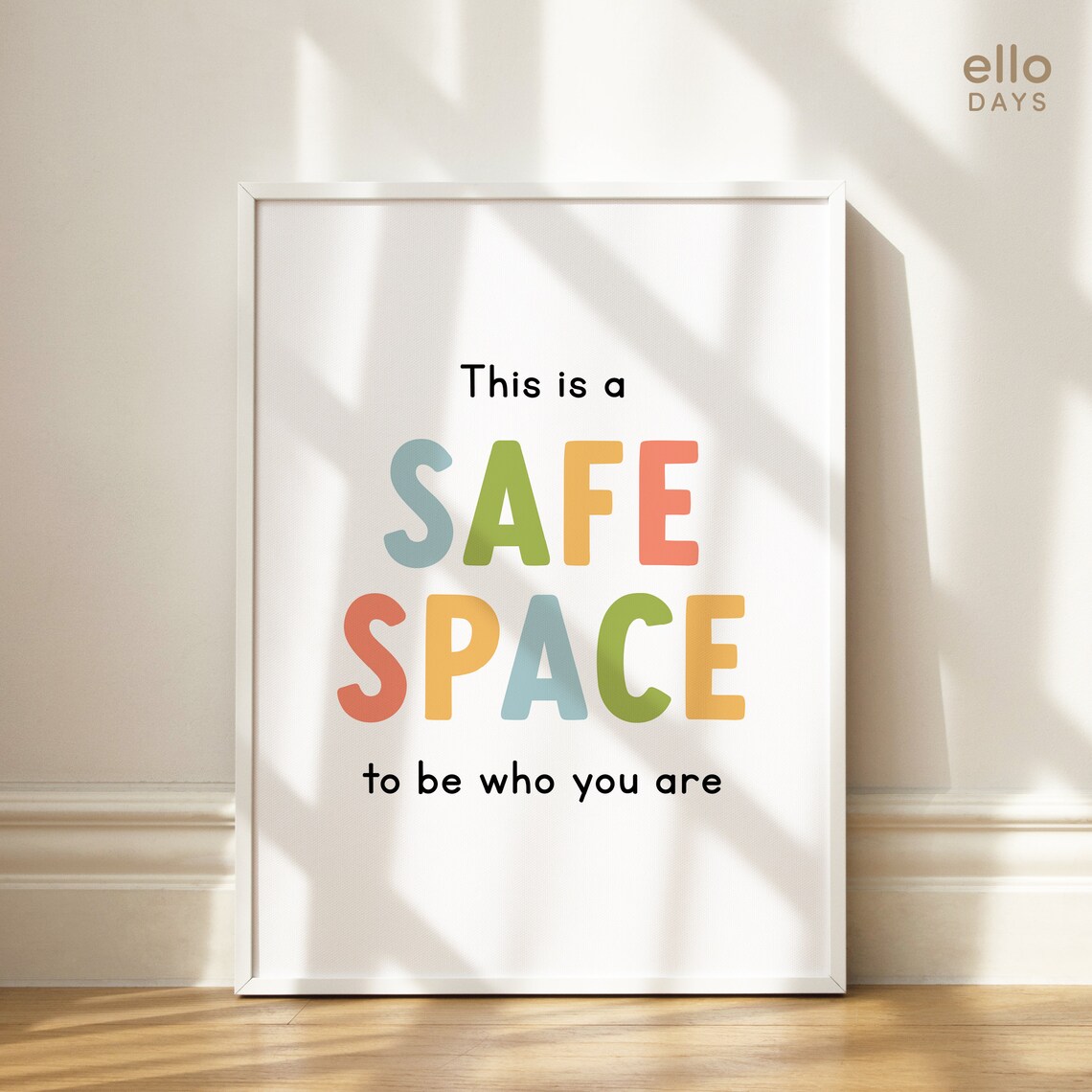 This Is A Safe Space To Be Who You Are Rainbow Quote Wall Art - Image 2