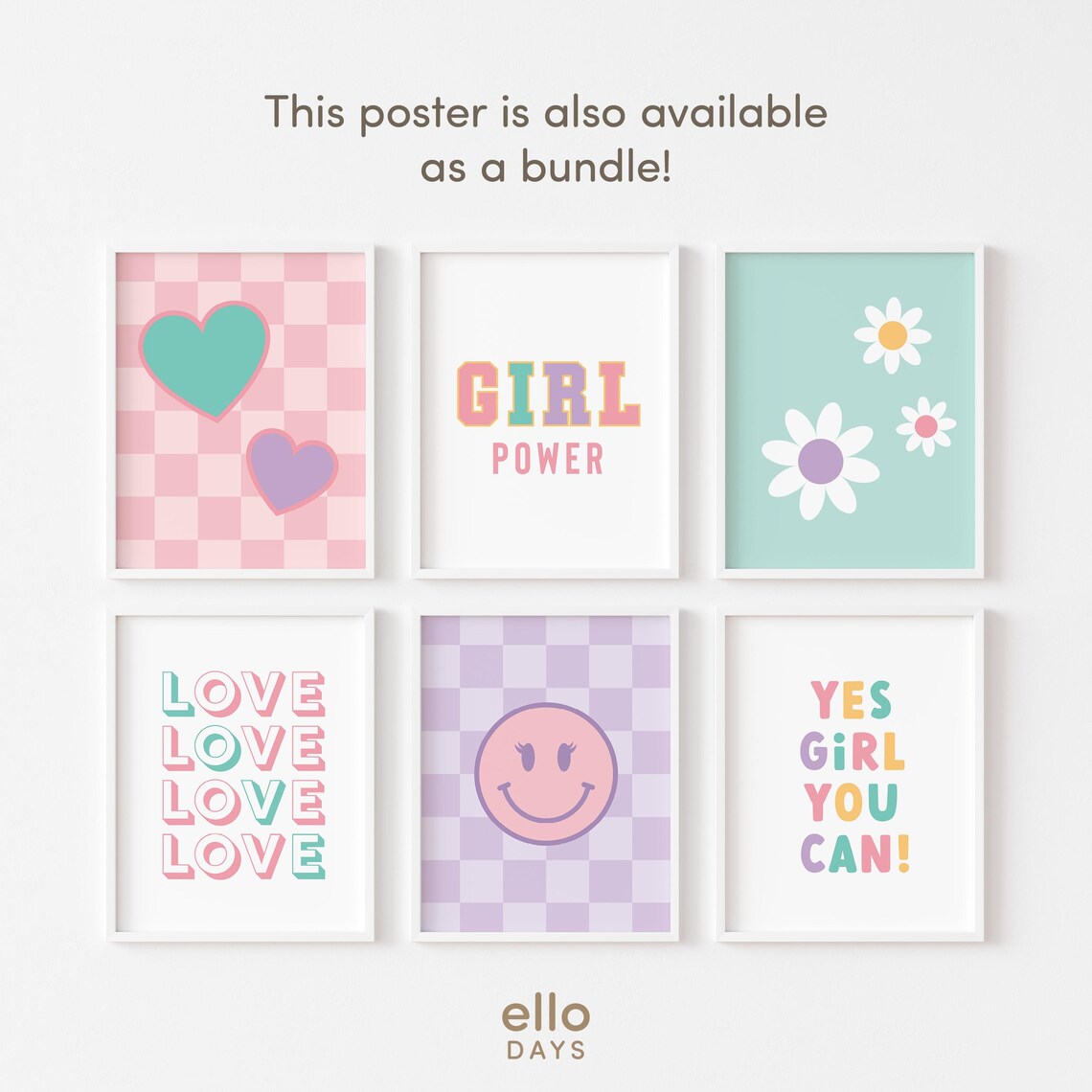 Girl Smiley Room Decor, Girly Wall Art Poster - Image 2