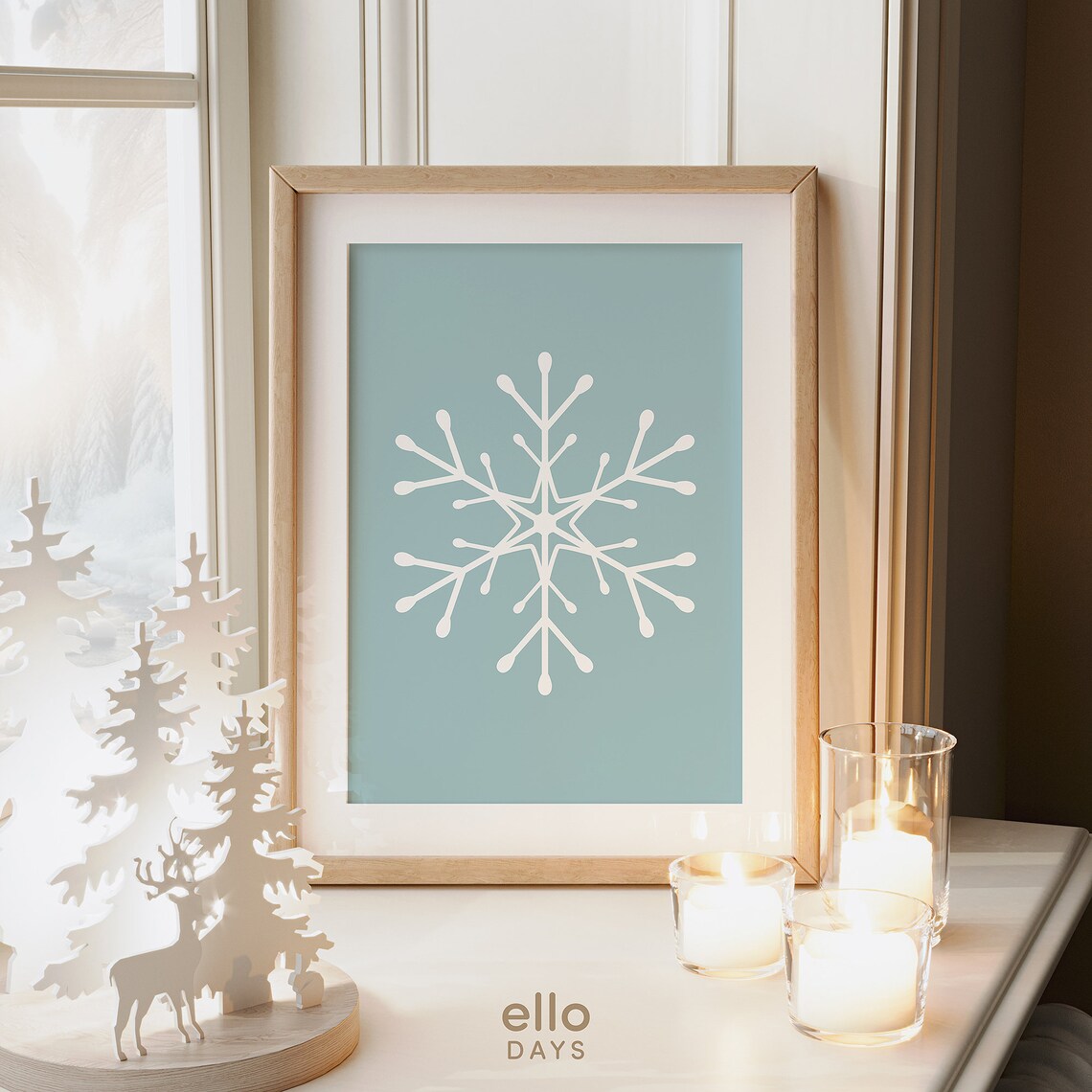 Winter Snowflake Boho Christmas Holiday Art Print