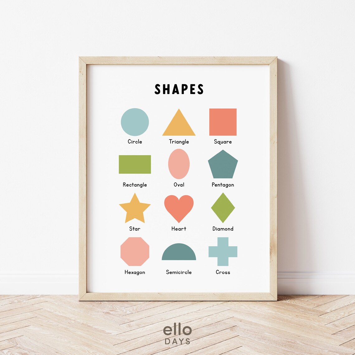 2D Shapes Educational Poster, Preschool Learning