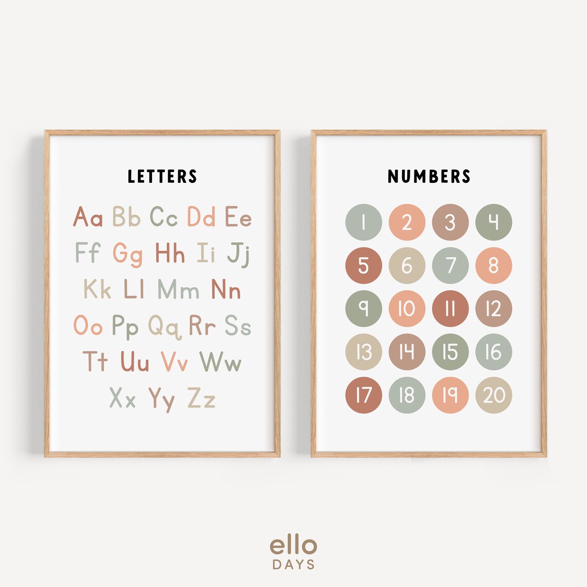 Count 1 To 20 Neutral Dot Numbers Chart Kids Classroom Poster - Image 2