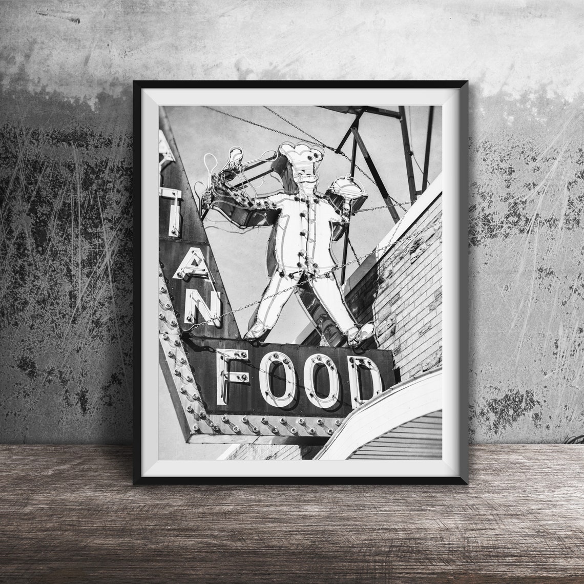Vintage Italian Restaurant Neon Chef Sign Retro Diner Poster - Image 2