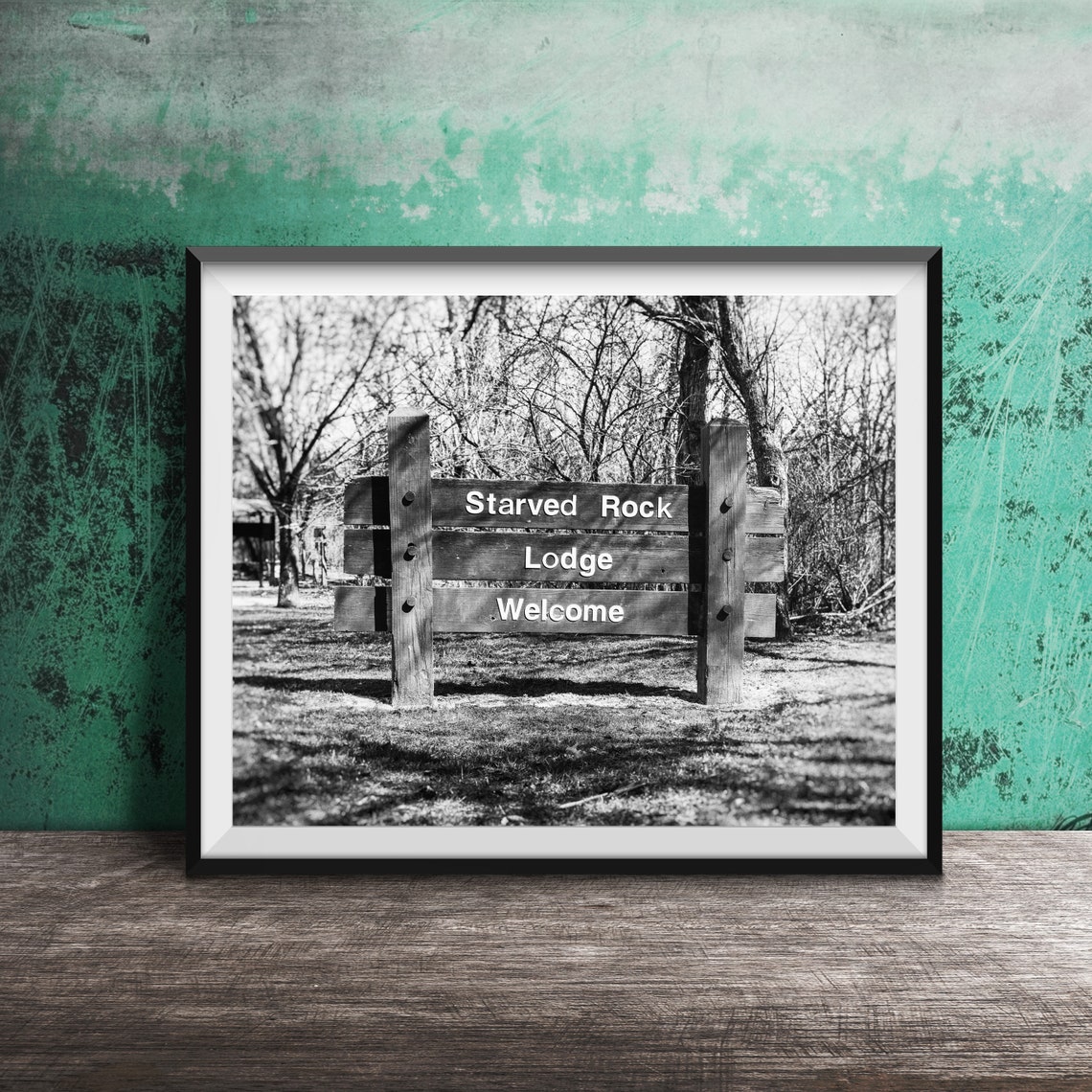 Starved Rock Lodge Welcome Rustic Wooden Sign Illinois Poster - Image 2