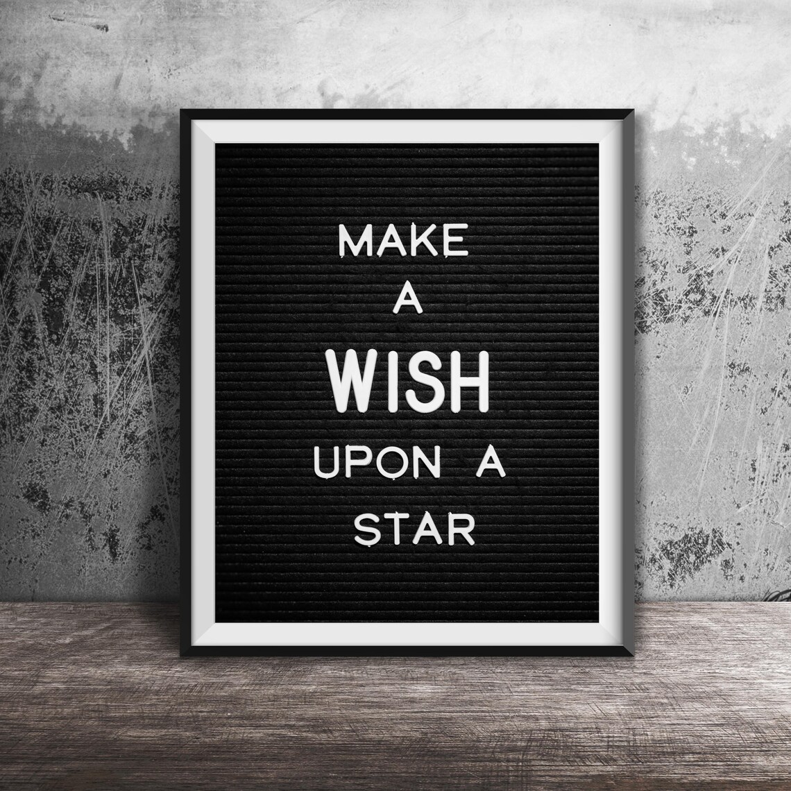 Make a Wish Upon a Star Black Letterboard Dream Quote Poster