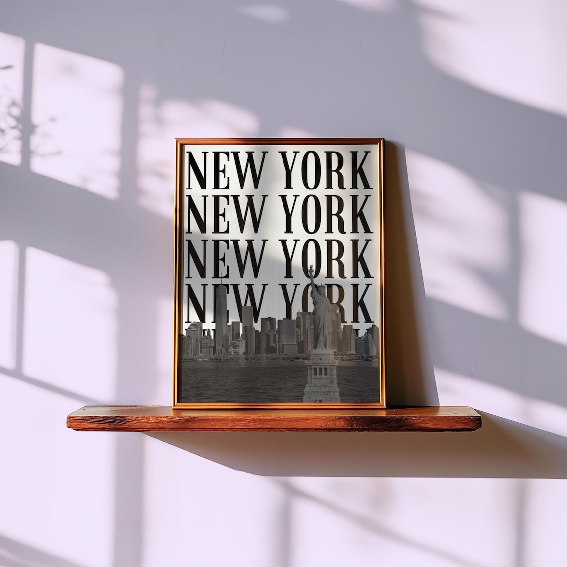 Black And White New York City Skyline Bold Typography Travel Poster