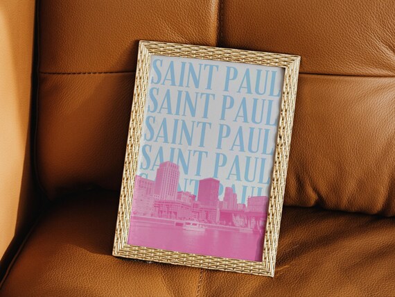 Saint Paul Minnesota Retro Repeated Typography Skyline Poster