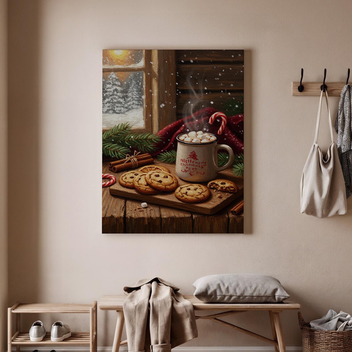 Hot Cocoa and Cookies Christmas Kitchen Cozy Winter Treats Wall Art