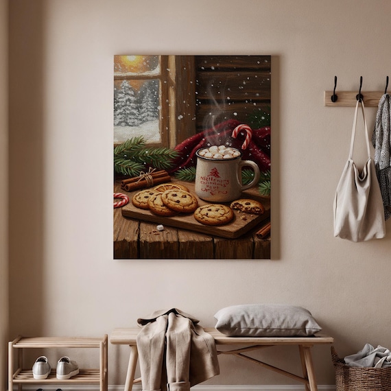 Hot Cocoa and Cookies Christmas Kitchen Cozy Winter Treats Wall Art