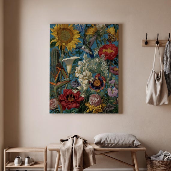 Vibrant Floral Art Colorful Flower Canvas Nature Wall Print Tropical Artwork Botanical Garden For Home Decor