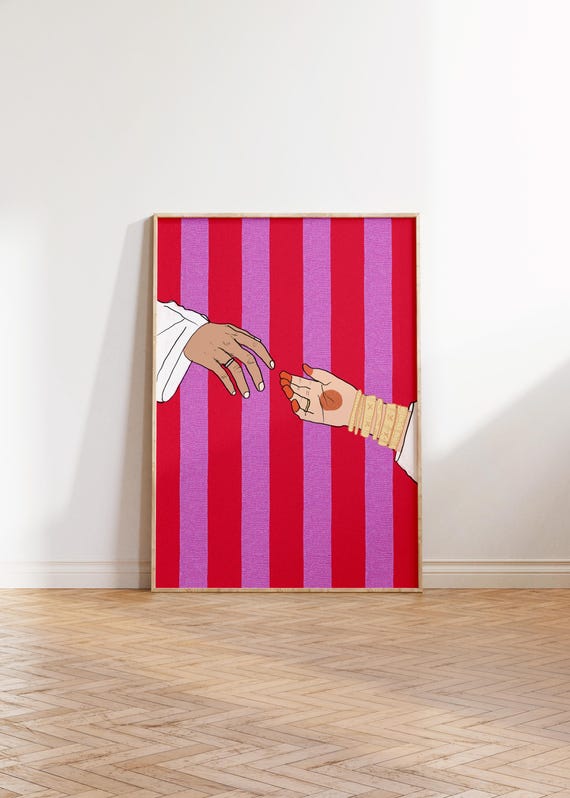 Touching Hand Gesture Print Arabic Poster Printmichelangelo Creation Of Adam Inspired Gallery Wall Modern Digital Download