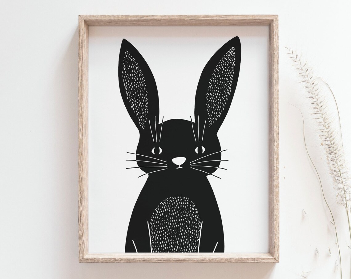 Baby Hare Minimalist Bunny Print, Nursery Decor