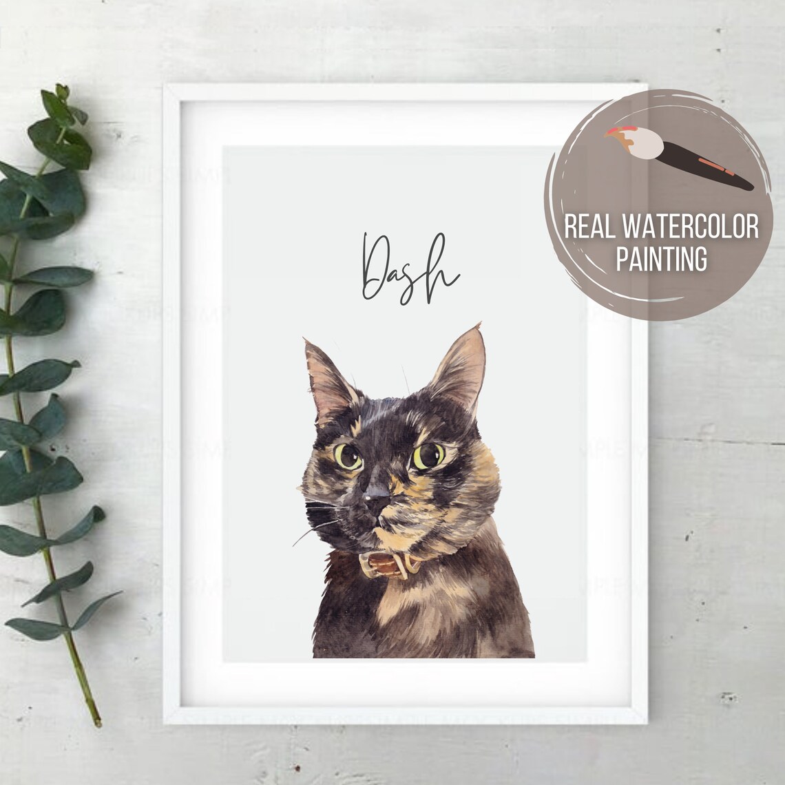 Custom Cat Portrait Watercolor Pet Memorial Art Print - Image 2