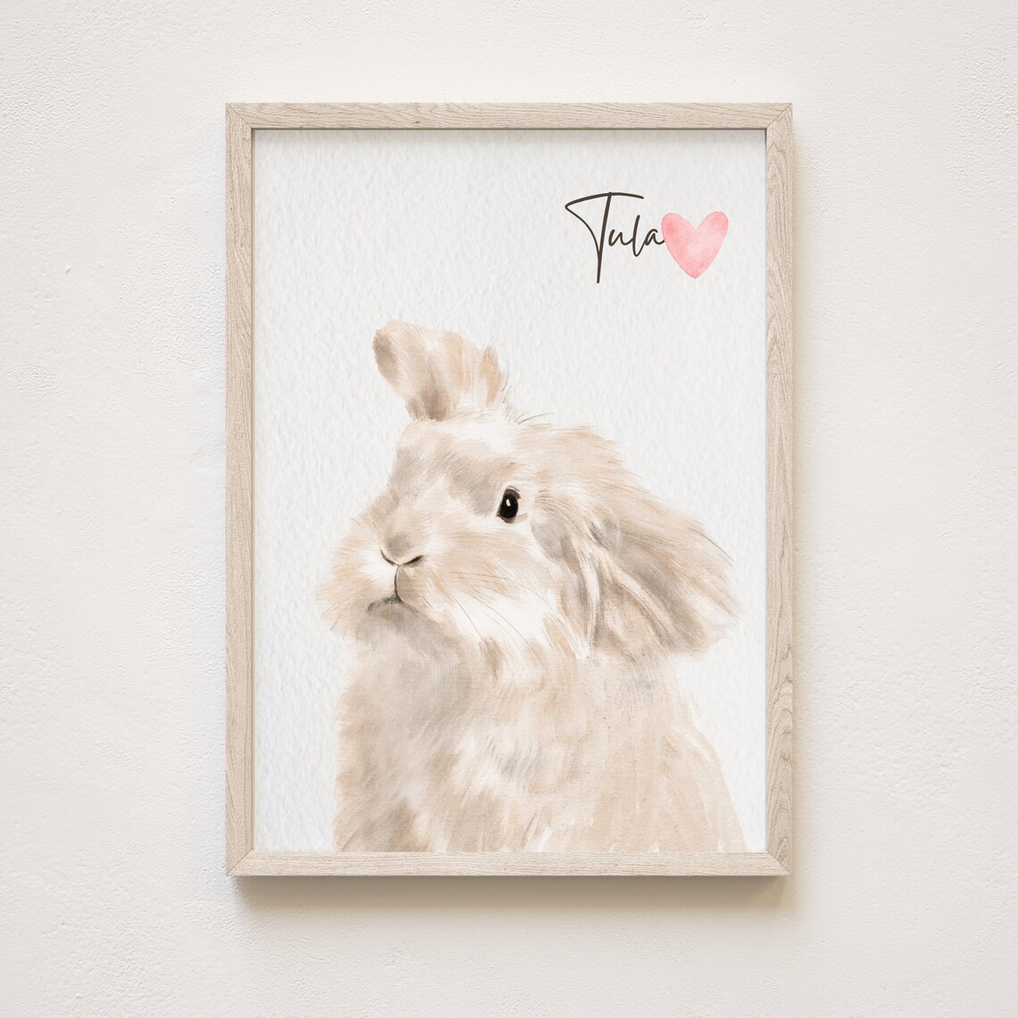 Custom Watercolor Bunny Portrait, Pet Memorial Print