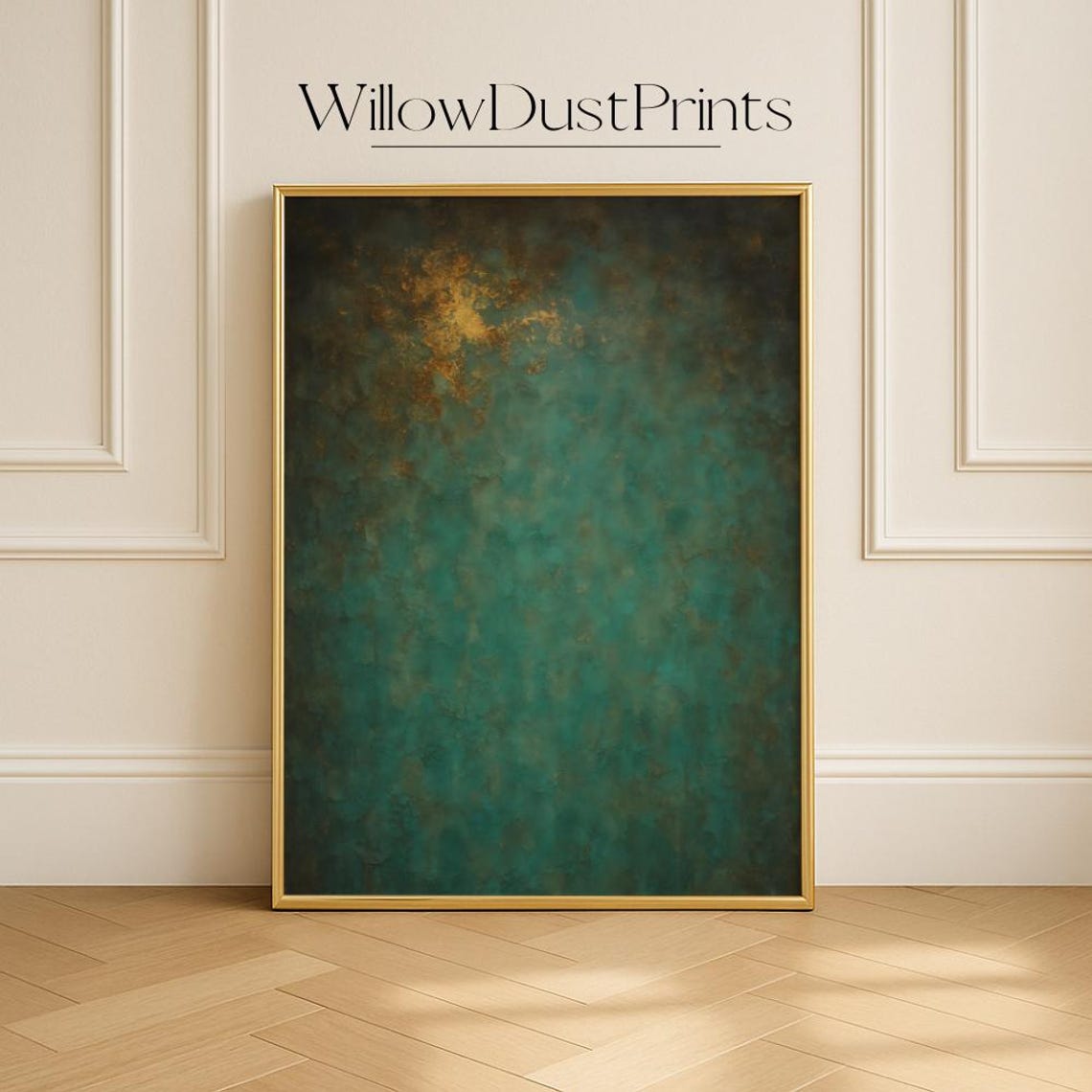 Dark Green Oxidized Texture Abstract Grunge Moody Home Poster