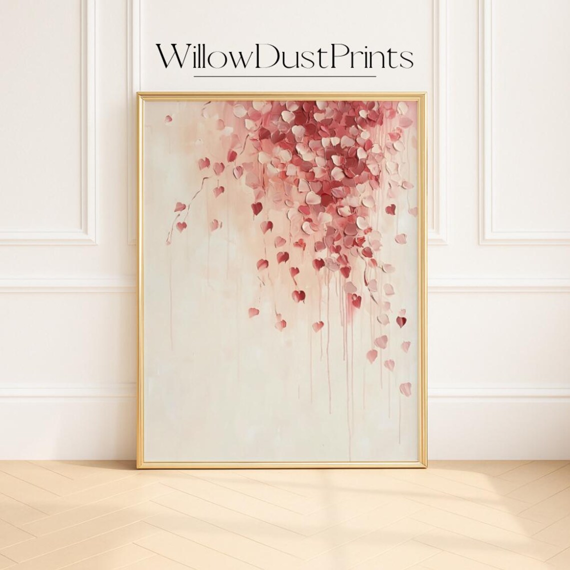Cascading Blush Pink Heart Petals Romantic Abstract Textured Poster