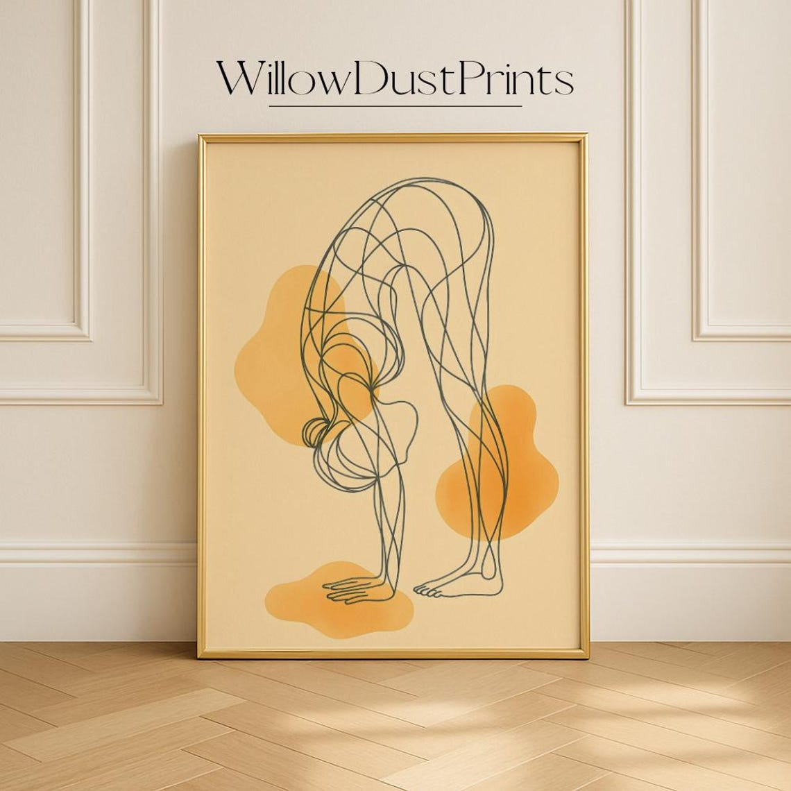Yoga Forward Fold Minimalist Line Art Zen Meditation Wall Poster