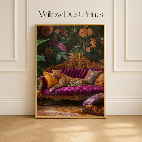 Leopard Wall Art, Vintage Jungle Animal Print