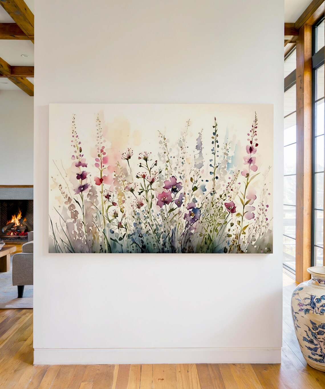 Watercolor Flowers, Minimalist Floral Art Print
