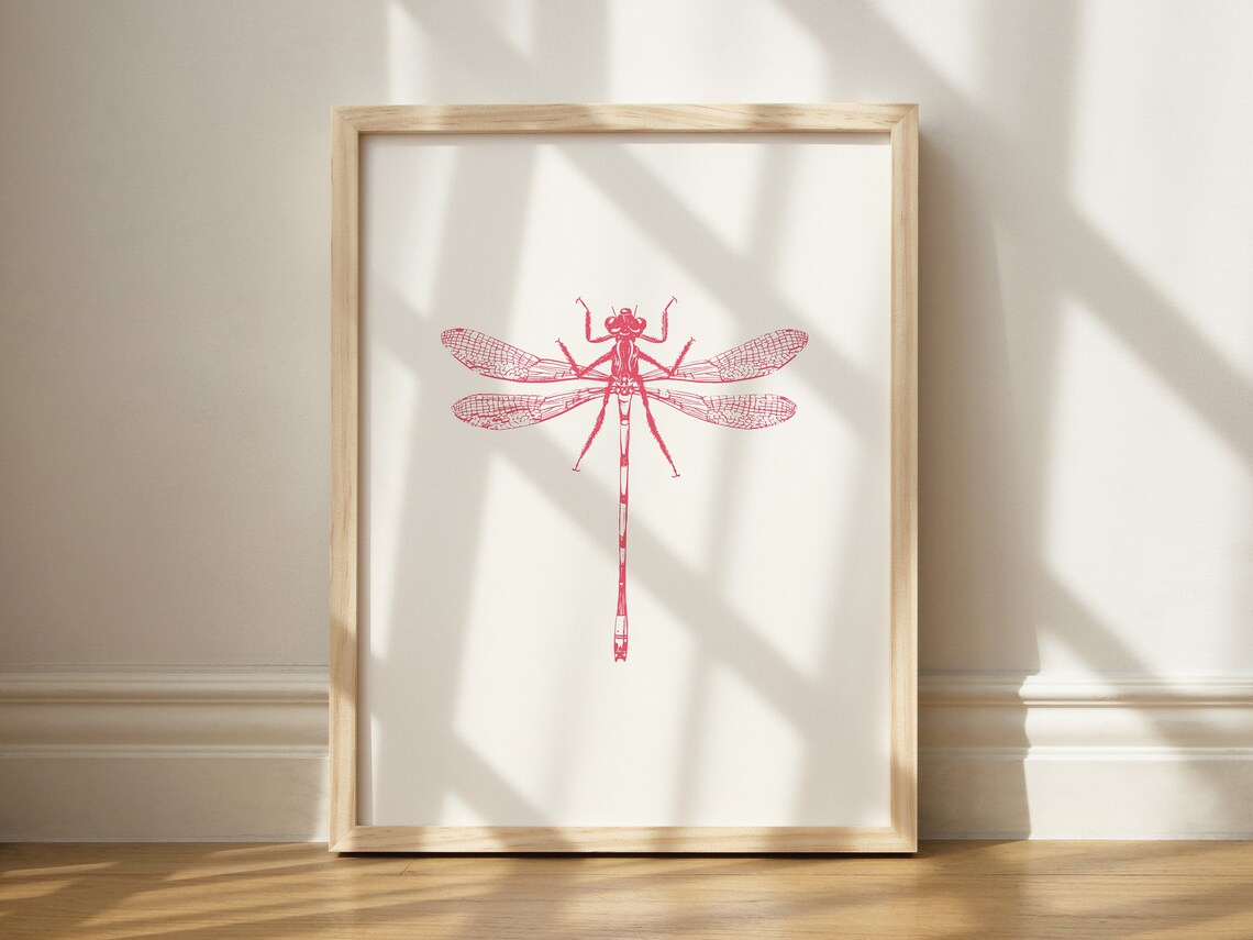 Dragonfly Boho Insect Botanical Art Print