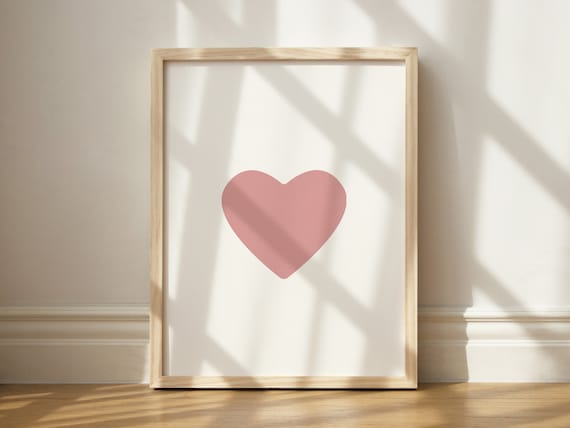 Simple Dusty Rose Heart Minimalist Nursery Wall Decor Poster