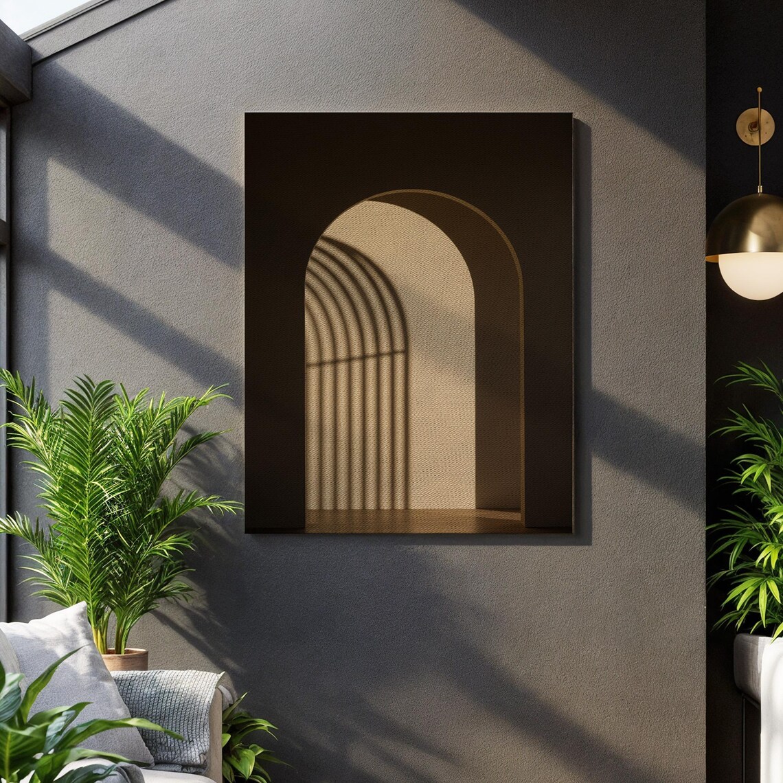 Minimalist Arch Shadow Canvas Modern Architectural Print Neutral Light And Shape Study Abstract Framed Artwork For Sophisticated Decor