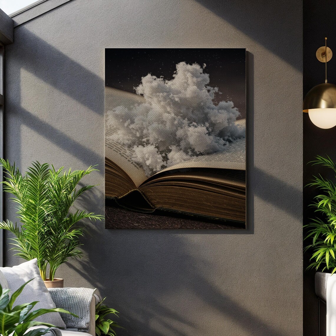 Open Book with Clouds Rising Surreal Dreamlike Literary Photo Print