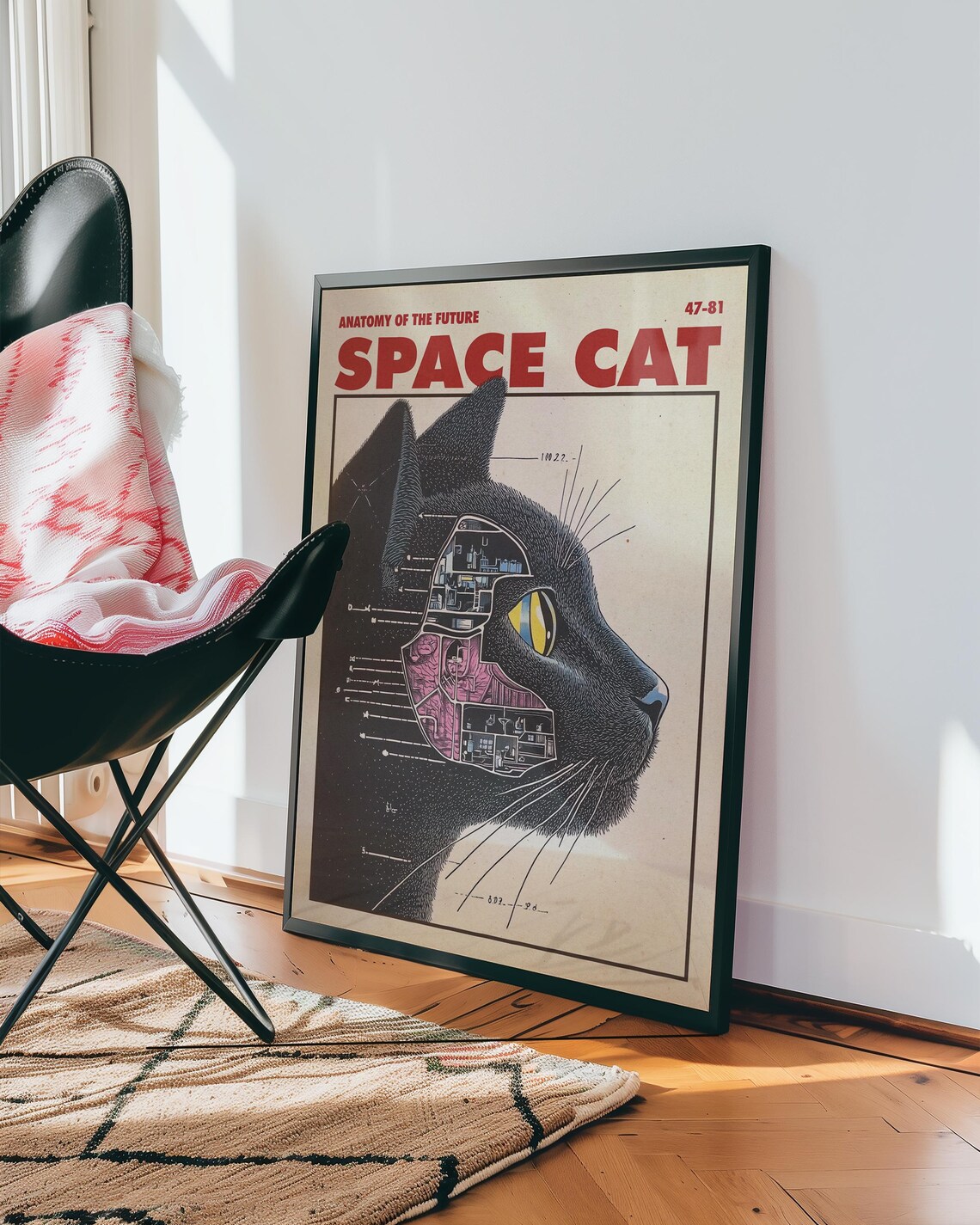 Retro Futuristic Space Cat Poster, Vintage Anatomy Art - Image 4