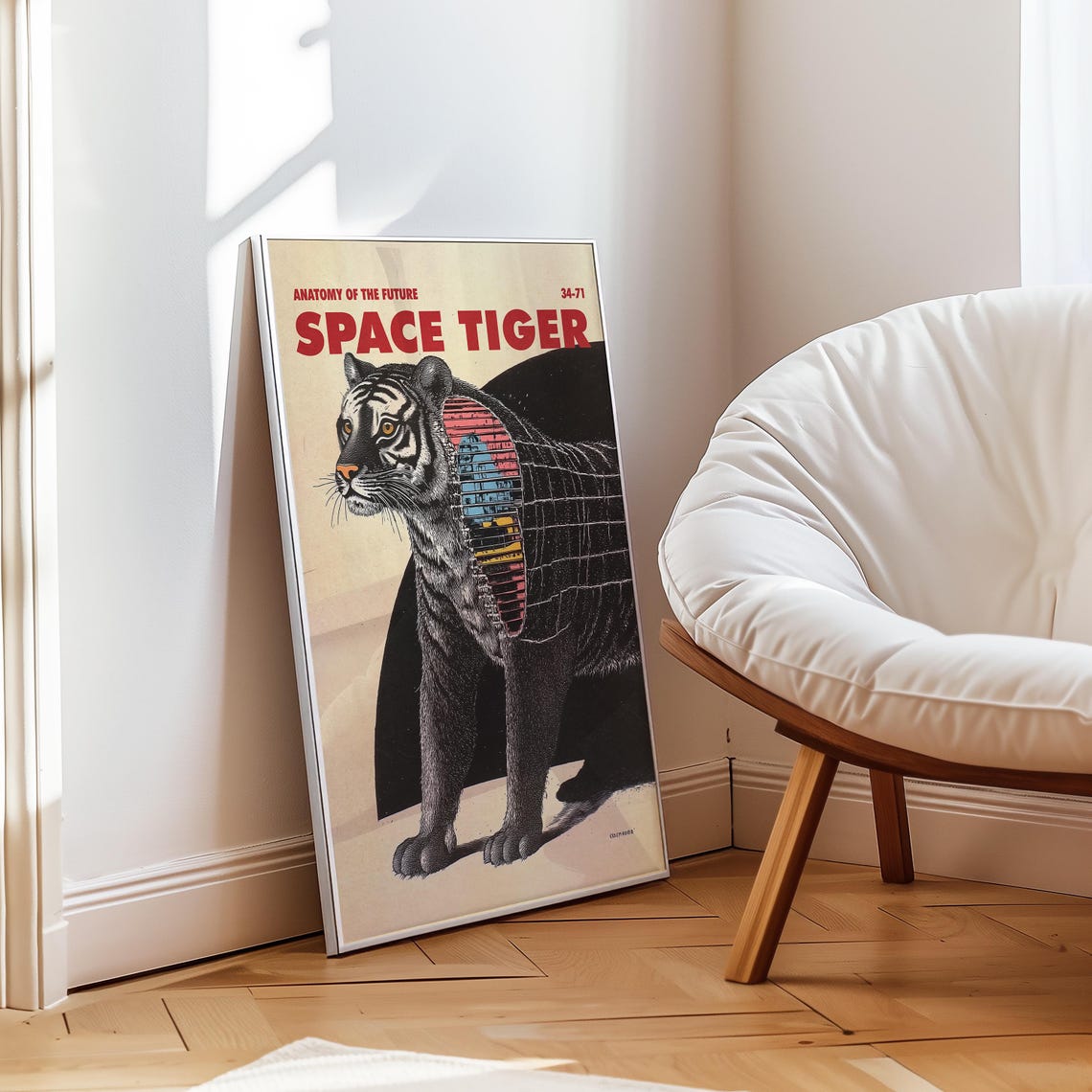 Retro Space Tiger Anatomy Art Unique Modern Sci Fi Poster For Classroom Library Bookstore Home Office Sci Fi Wall Decor - Image 4