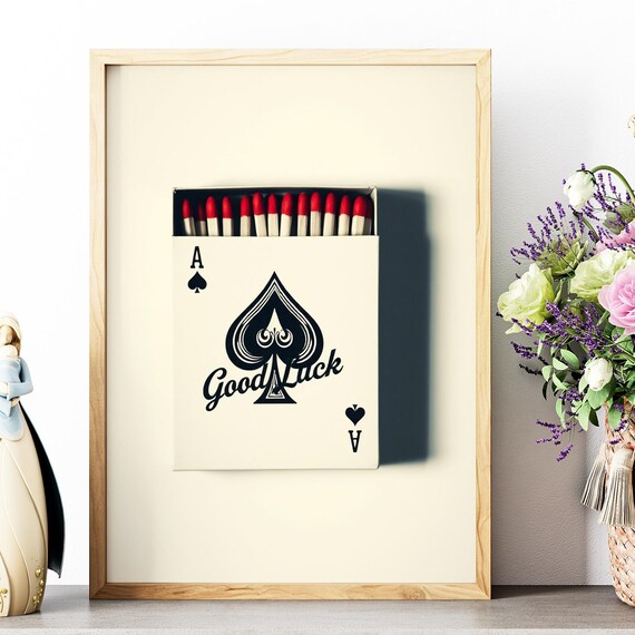 Ace Of Spades Good Luck Matchbox Retro Red Matches Wall Poster