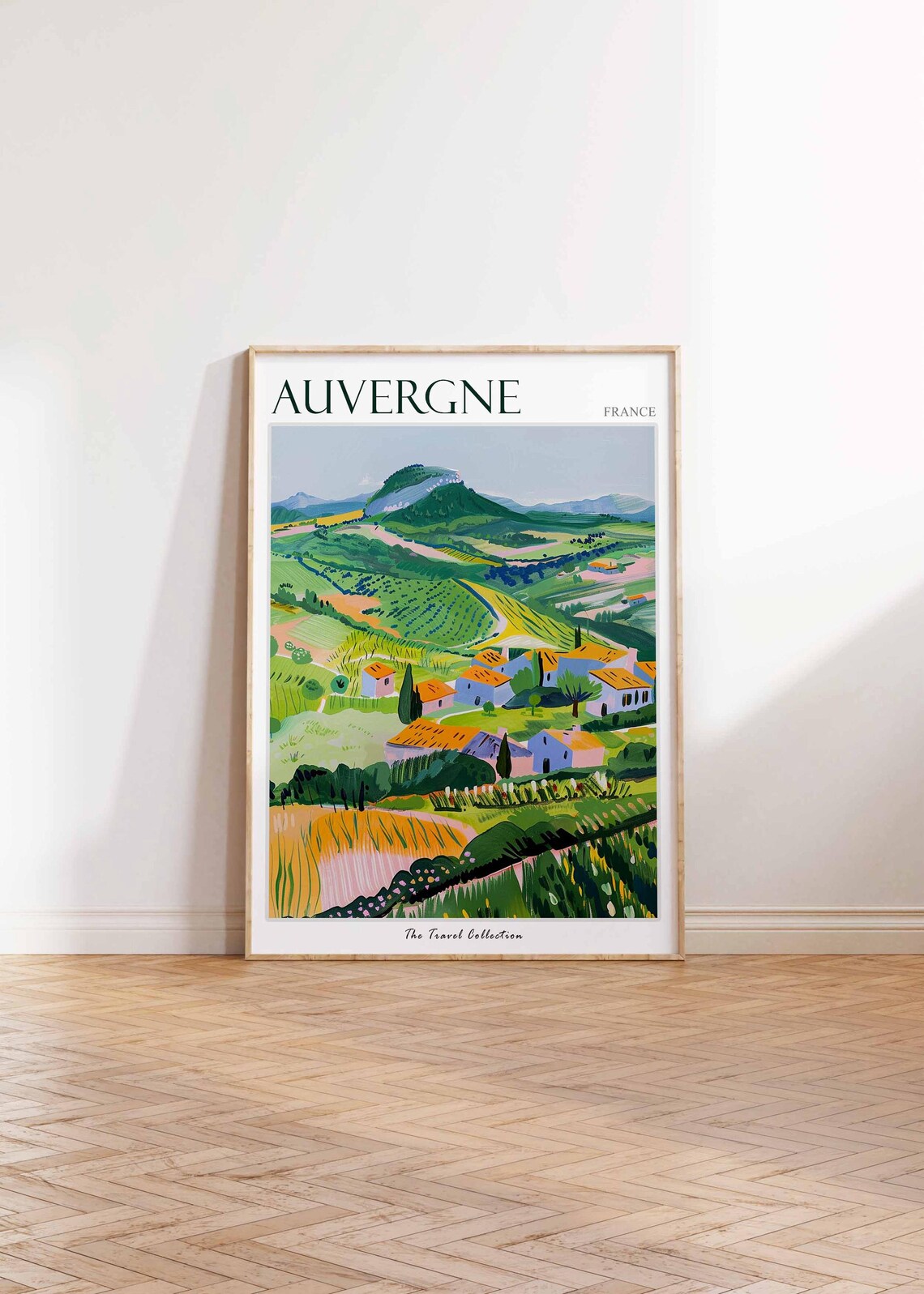 Auvergne France Green Volcanic Hills Scattered Farmhouses Poster - Image 2