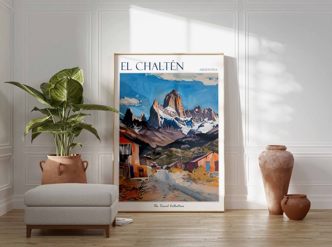 El Chaltén Argentina Retro Fitz Roy Mountain Peaks Village Poster - Image 3