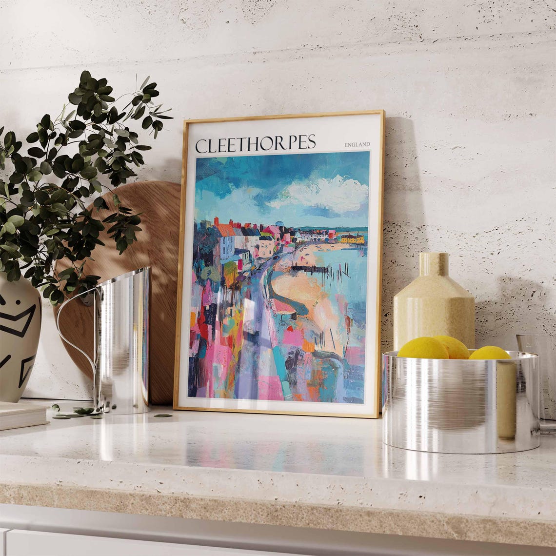 Cleethorpes England Abstract Waterfront Pier Painting Travel Poster - Image 2