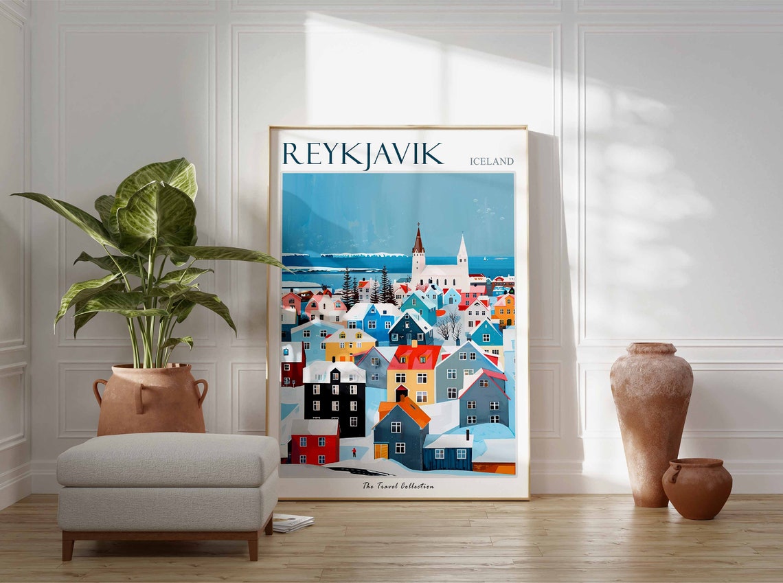 Reykjavik Poster Reykjavik Travel Print Iceland Travel Poster Nordic Decor Iceland Print Reykjavik Gift Reykjavik Travel Poster - Image 3