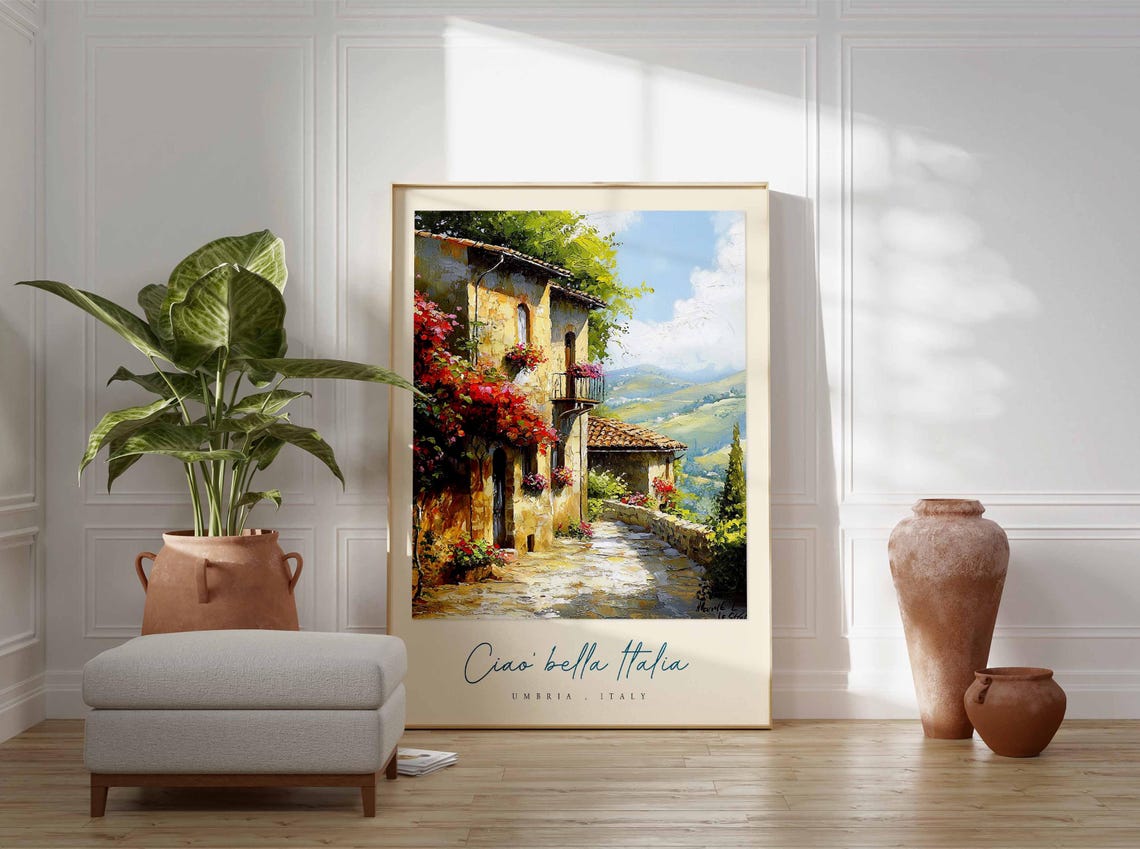Umbria Poster Italian Travel Print Umbria Travel Art Umbria Wall Art Italy Art Italy Travel Decor Italian Travel Gift - Image 3