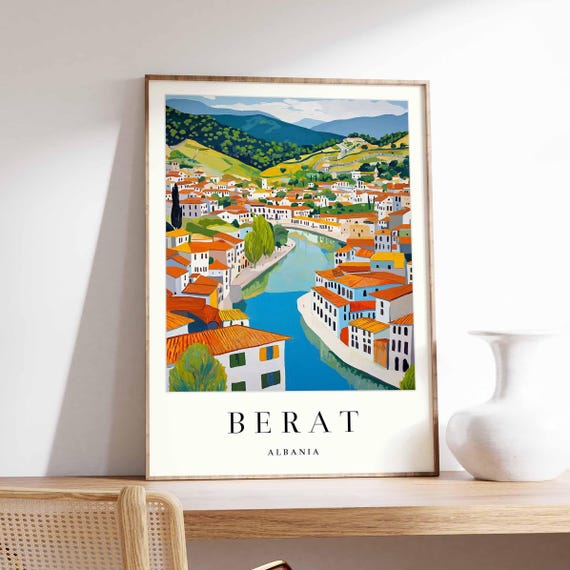 Berat Albania Travel Poster Ottoman Architecture Print
