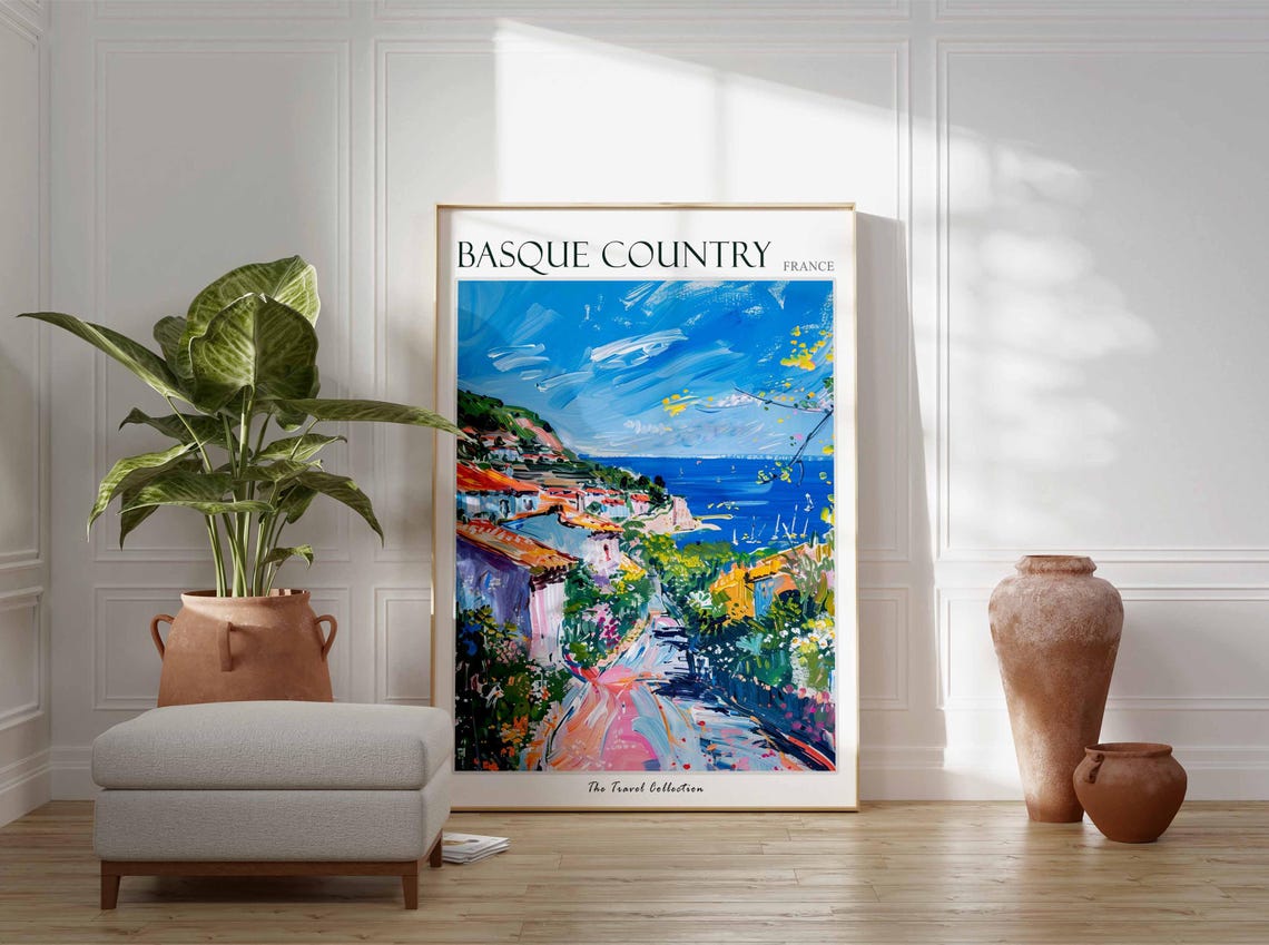 Basque Country Poster France Travel Print French Decor Europe Travel Poster European Wall Art Basque Country Travel Poster - Image 3