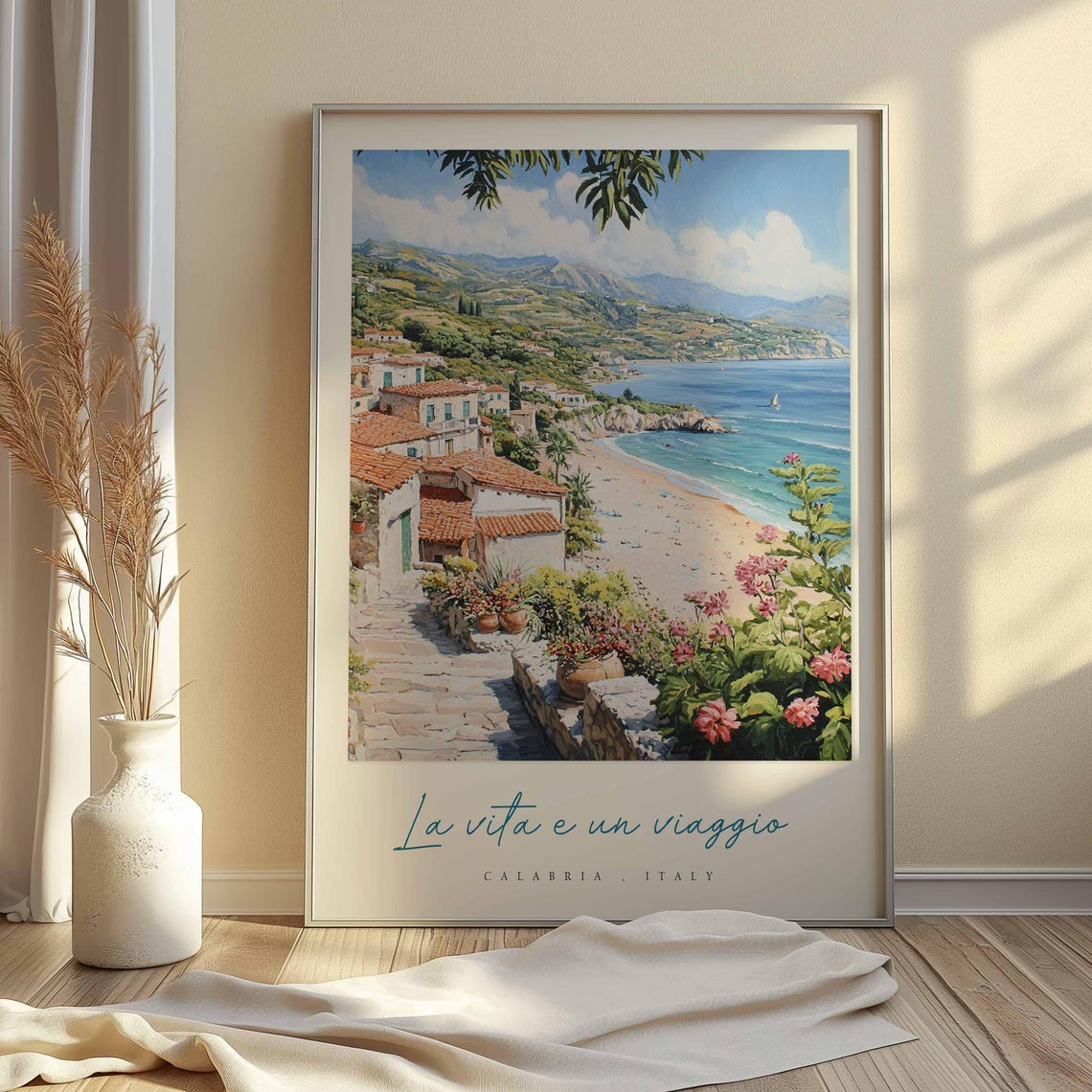 La Vita e un Viaggio Calabria Italy Stone Steps Village Poster - Image 2