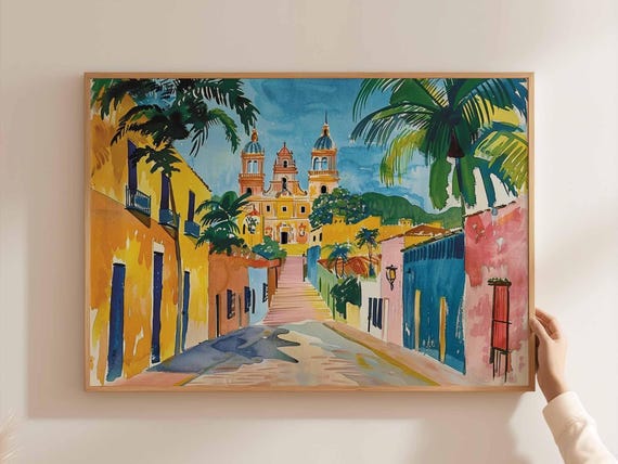 Culiacan Mexico Travel Poster Sinaloa City Landscape Art