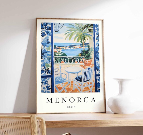 Menorca Spain Mediterranean Terrace Sea View Travel Art Poster