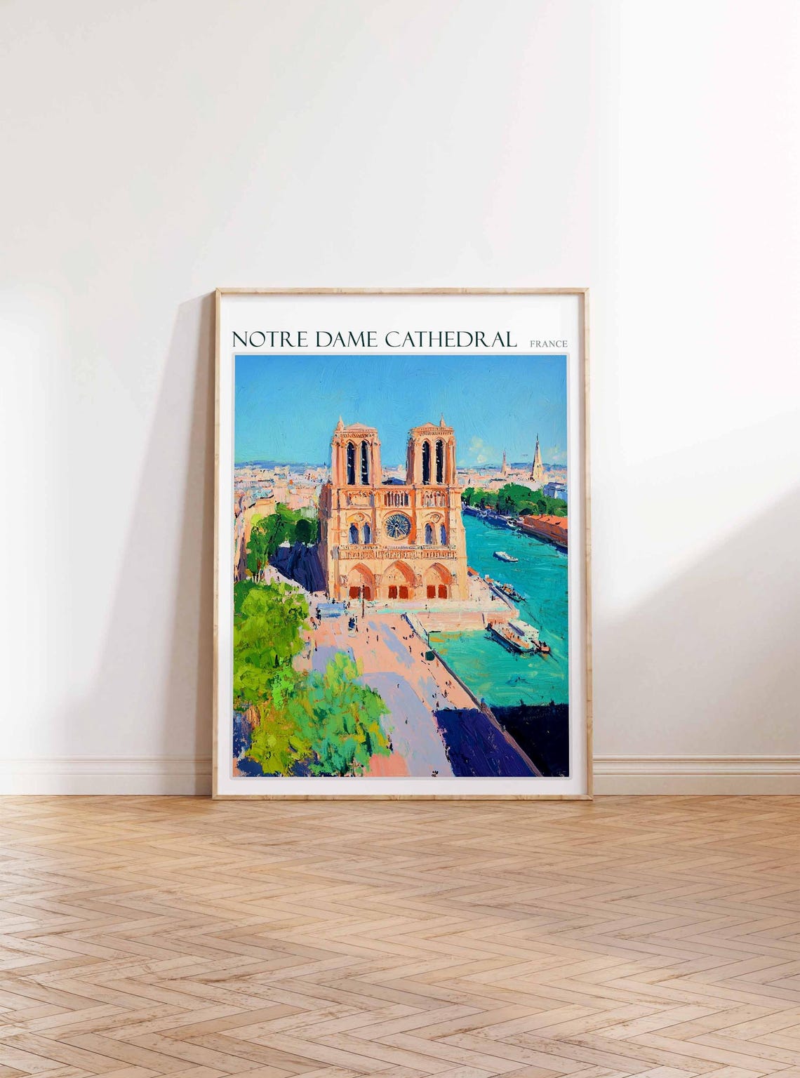 Notre Dame Cathedral Poster Notre Dame Cathedral Travel Print France Travel Poster Tropical Decor Travel Gift Floral Print - Image 2