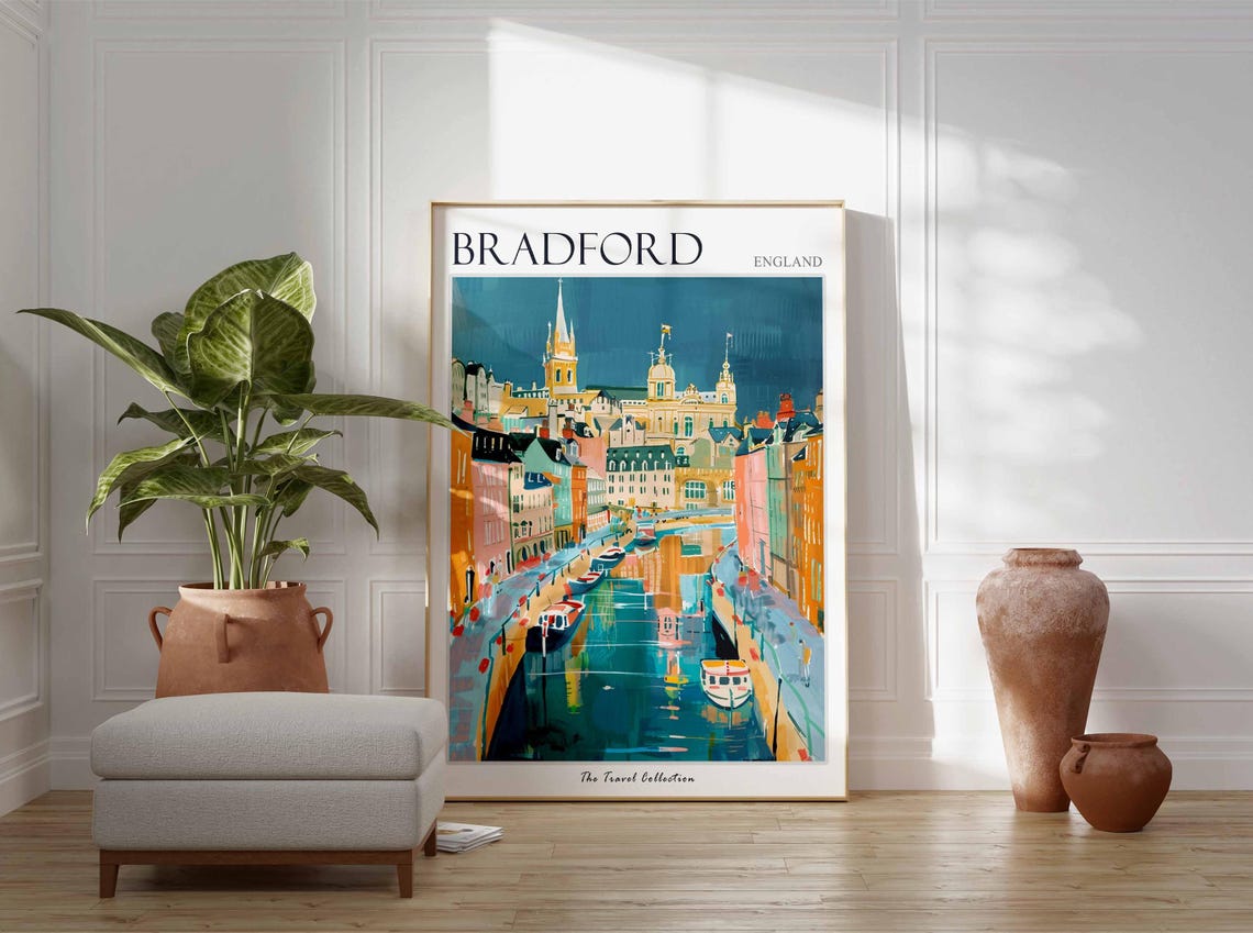 Bradford Poster England Travel Print British Decor United Kingdom Travel Poster City Print Bradford Gift Bradford Travel Poster - Image 2