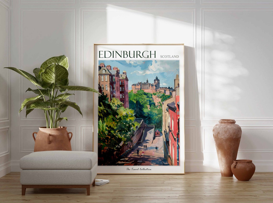 Edinburgh Scotland Old Town Castle View Painted Street Poster - Image 2