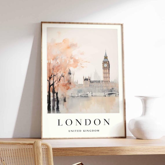 London Poster, UK Travel Wall Art Print