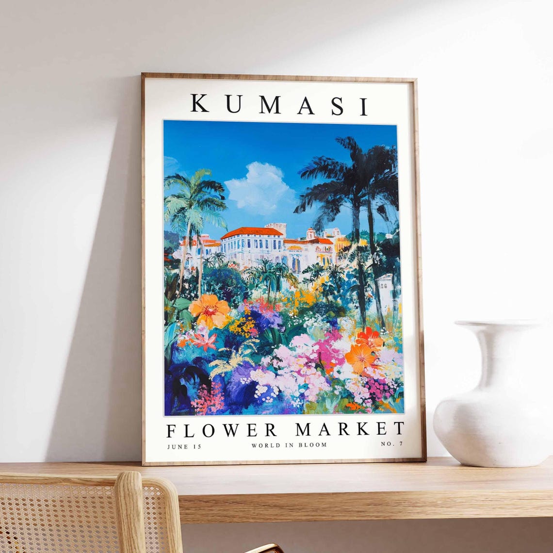 Kumasi Flower Market Poster Print Ghanaian Floral Wall Art Decor Botanical Ghana Africa Travel